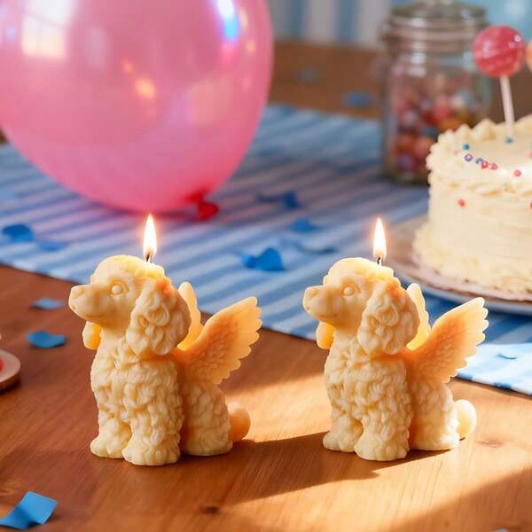 1pc Angel Puppy Scented Candle Mold, DIY Cute Dog & Black Cat Plaster Decor Silicone Mold