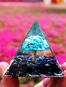 能量金字塔奥根石灵气天然紫水晶球疗愈水晶脉轮工具饰品树脂石工艺品儿童金字塔家居装饰礼品，创意水晶树脂桌面摆件，适合圣诞节、万圣节、父亲节 - 生命樹 - 查看 15