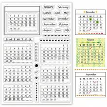 1件透明日历计划印章套装，混合周/月/年硅胶印章，适用于卡片制作、装饰和DIY剪贴簿