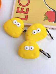 Cheese Character Earphone Cover, Yellow Cheese Wedge Case With Smiling Face, Cute Food Theme For 1/2/3/4/Pro/Pro 2