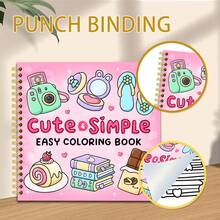 GDTME Cute Minimalist Daily Items (Camera, Mirror, Slippers, Desserts, And Books) Sweet Scene Coloring Book, Comfortable Space Coloring Book, Ideal For Valentine's Day, Mother's Day, Father's Day, Teacher's Day, Easter, Halloween, Christmas Parties And Birthdays, Great For Friends Who Enjoy Coloring And Back To School (Comes With Elegant Coaster Pad) - Pink - View 4