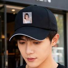 A cool cap with a black profile photo, featuring a fashionable design duck cap small head around baseball cap visual snapback low cap ball cap retro snapback cap Duckville cap unisex graphic print Baseball cap sports breathable low cap large head around fashionable - ブラック - チェックする 2