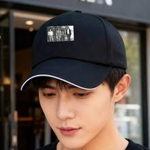 A black sports cap with a popular artwork, fashionable and cool headwear snapback cap Duckville cap visual snapback sports baseball cap breathable Baseball cap graphic print low cap fashionable duck cap retro low cap unisex small head around large head around ball cap - ブラック - チェックする 4