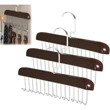 QICHEN 3 Accesorios de Armario con 8 Ganchos,Accesorios para Colgar en el Armario,Colgador de cinturón para Armario,Organizador de cinturón con 8 Ganchos,Perchas para Cinturones (Color marrón 3) - Color claro 2 - Ver 1