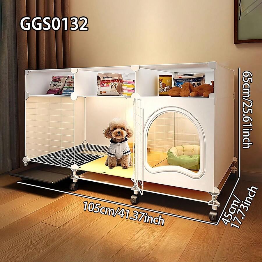 Detachable Indoor Dog House With Litter Box, Convenient Installation, Spacious For Rabbits, Cats, Small Pets - Multicolor - View 1