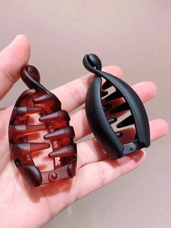 2pcs Ladies' Single Non Slip Banana Hair Clip - Matte Elegant Retro Oval Grip, Hair Accessories Hair Strap, Leopard Pattern, Amber And Black, Ponytail, Hair Tie And High Top Fixation, Banana Hair Clip ,Hair Accessories,