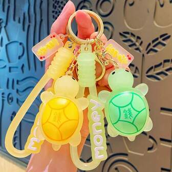 1pc Glow-In-The-Dark Small Turtle Keychain, Red, Same Style As Chuan, Popular Turtle Pendant Backpack Charm, Key Chain, Small Gift