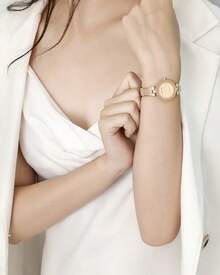 Anne Klein Women's Gold Quartz Watch, Rhinestone & Pearl Dial, Round Gold Case, Elegant Fashion Analog Water Resistant Wristwatch, AK/1980TMGB-2025 - Yellow 2 - View 8