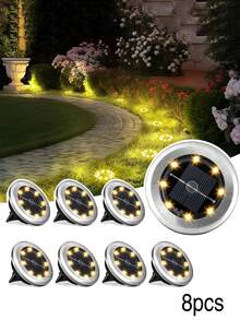 IP65 Waterproof Solar Powered Ground Path Lights, Outdoor Solar Lawn Pathway Lights, Weather-Resistant Decorative Lighting Suitable For Yard, Villa, Garden, Patio, Shed, Party, Picnic And Halloween Holiday Decoration - Silver + Black - View 15