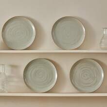 Light Sage Green 10 Inch Stoneware Dinner Plates Set Set Of 4 Microwave And Dishwasher  For Main Course Steak Pasta - Sage - View 3
