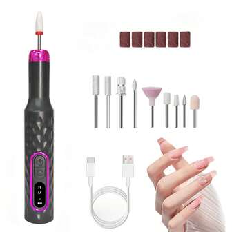 专业电动美甲钻机 指甲锉 美甲套装 低噪音美甲卸甲水 修脚工具 抛光 抛光机 抛光研磨机 多种电动美甲钻头 多功能美甲设备 达到沙龙级效果