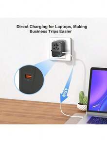 PHILIPS SPB1007B Adaptador de viaje con carga rápida PD de 45 W, 6 puertos (3A2C), compatible con los estándares del Reino Unido, Europa y Australia, con protección inteligente. - Ver 4