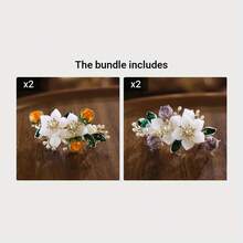 Graceful Alloy Hair Clip, Persimmon Flower And Purple Glass Floral Design, Cute Spring Clip Women's Accessory - Single Piece, Hair Ornament | Exquisite Style | Pearl Embellishment, Hair Accessory - Nghĩ đến hoa hồng và hoa cam - Xem 7