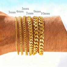 Men's Cuban Bracelet,Classic Basic Stainless Steel Chain Bracelet, Hip-Hop Sports Tough Guy Jewelry, Fashionable Jewelry Gift Suitable For Party Beaches