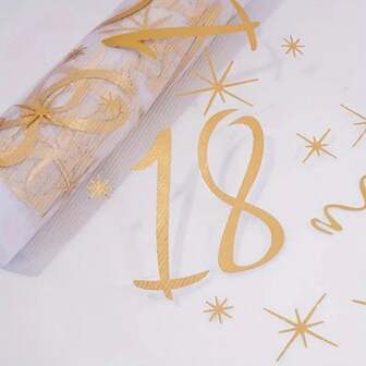 1条生日快乐桌旗（30*275厘米），生日派对、周年庆典餐桌装饰，金色