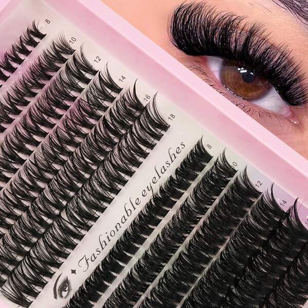 240pcs 40D + 80D Mixed Thin Independent Eyelash Clusters - Natural Look, D Curl, Fluffy, DIY Eyelash Extensions, Achieving Salon-Level Thickness And Length - Easy To Apply, Reusable, And Comfortable. Russian Curled False Eyelashes Create Dramatic Styles For Dates And Parties, A Must-Have For DIY Beginners.