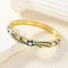 1 Piece Creative Fashion Cloisonné Bracelet Vintage Court Style Enamel Colorful Flower Drip Oil Ladies Bracelet For Women Daily Commute Vacation Wear Birthday Anniversary Gift - 深藍色 - 查看 12