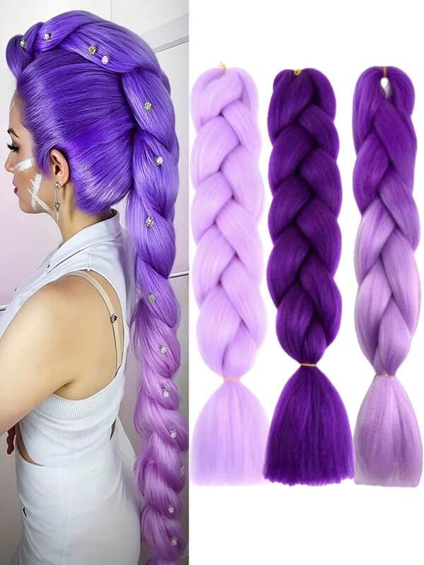 Accesorios de cabello de estilo K-pop Demon Fashion Charms para mujeres, pelucas de cosplay de megaestrellas con opciones de cabello arcoíris ombre de colores, rosa/azul/morado - Cabello sintético ligero y duradero, adecuado para fiestas, trenzas de cola de caballo, festivales, galas, cosplay, accesorios de disfraz de K-Pop