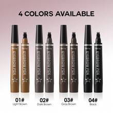 Clubday 4-In-1 Microblading Pen, 4 Colors Eyebrow Pencil With 4-Prong Tip For Natural Hair Strokes, Waterproof & Long-Lasting - 彩色 - 查看 8