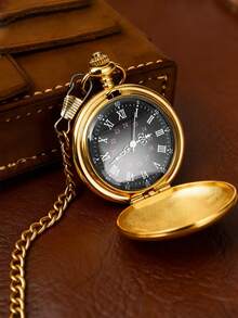 Steampunk Plain Pocket Watch, Black Quartz Necklace Pocket Watches Chain For Men And Women, Birthday, Wedding And Anniversary Gifts