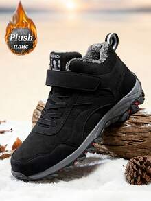 2025 Nowe zimowe buty śniegowe dla mężczyzn z pętelką na rzep, utrzymujące ciepło, sznurowane, do wędrówek na świeżym powietrzu, męskie, antypoślizgowe, odporne na zużycie, lekkie, proste, męskie botki do kostki, trekkingowe, miękkie, wygodne, trampki, festiwale, prezent, buty robocze dla mężczyzn, niezbędny strój zimowy, proszę wybrać rozmiar większy