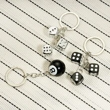 1pc Fashionable 8-Ball Dice Stainless Steel Keychain, Personalized Design Key Ring Bag Charm Accessory