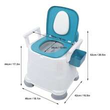 Bedside Commode Toilet 3 Height Adjust Portable Toilet Chair Prevent Slip - Blue and White - View 6