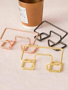 Hollow Business Card Holder Creative Product Storage Box, Office Display, Ideal Gift, Multiple Colors Available, Party And Festival Business Card Stand, High-End Line Design Business Card Display Stand, 3 Fashionable Colors To Choose From, Simple Desktop Standing Business Card Stand, Business Card Display Stand, Photo Business Card Display Stand - Multicolor - View 5