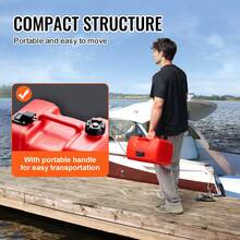 Boat Fuel Tank, 3.17-Gallon/12-L Marine Outboard Transfer Tank, Transfer Tank With 9.8ft Hose, Gauge For Outboard Engine, Yacht, Fishing Boat, Deck, Red - 3.17-gallon/12-l - View 6
