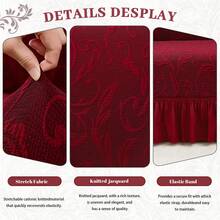 High Stretch Sofa Slipcovers With Skirt 1/2/3/4 Seat Couch Covers Washable Stretch Fitted Sofa Cover For Cushion Couch Universal Slipcover Durable Furniture Protector - 酒紅色 - 查看 3