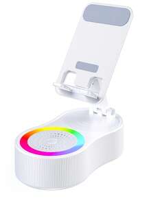 360° 旋转可调节折叠式手机/平板电脑支架 + 便携式移动电源 + 迷你氛围灯、多功能蓝牙音箱 - 完美的休闲小工具