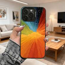 Cubierta de teléfono con diseño de estallido de colores arcoíris para iPhone 14 Pro Max funda protectora con patrón de explosión de luz multicolor ideal para uso diario en casa y viajes Aplicable a teléfonos Apple y Galaxy. - Blanco - Ver 1