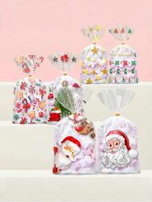 50/100 Clear OPP Popcorn Bags. Plastic Bag, Baking Plastic Gift Bag, Bag And Tie Wire, Need Tie Wire In Addition, Storage Bag, Candy, Snacks, Fruit, Kitchen Storage, Household Storage - Multicolor - View 8