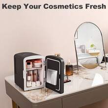 iceBlue 4L Mini Fridge For Makeup & Drinks - Car/Home Portable Cooler,LED Mirror Skincare Refrigerator - 黑色 - 查看 7