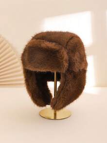 1 件女士双色加厚保暖内衬防风时尚休闲捕手帽，适合冬季、日常、滑雪、户外运动