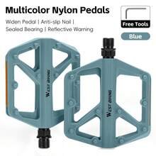 WEST BIKING 1对宽平台尼龙自行车脚踏 密封轴承 防滑 反光 通用 山地公路自行车