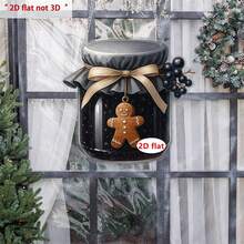 Adorno navideño, tarro de mermelada 2D, acrílico, para colgar en la puerta, recuerdo de fiesta, decoración de pared - Negro - Ver 3