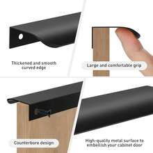 Gold Cabinet Handles, Edge Drawer Pulls, Hidden Modern Aluminum Alloy Wardrobe Door & Kitchen Cabinet Knobs Hardware, Brushed Gold