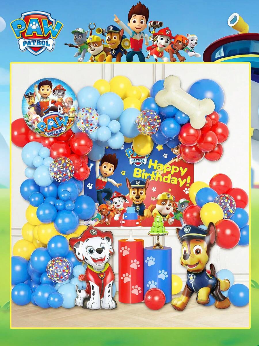 Paw Patrol 100个汪汪队立大功官方授权气球套装，包含可爱卡通人物Chas和的气球，多种款式可选，可作海报、家居装饰、生日派对用品，也是拍照背景的绝佳选择，是送给家人朋友的理想礼物。 - 彩色 - 查看 1