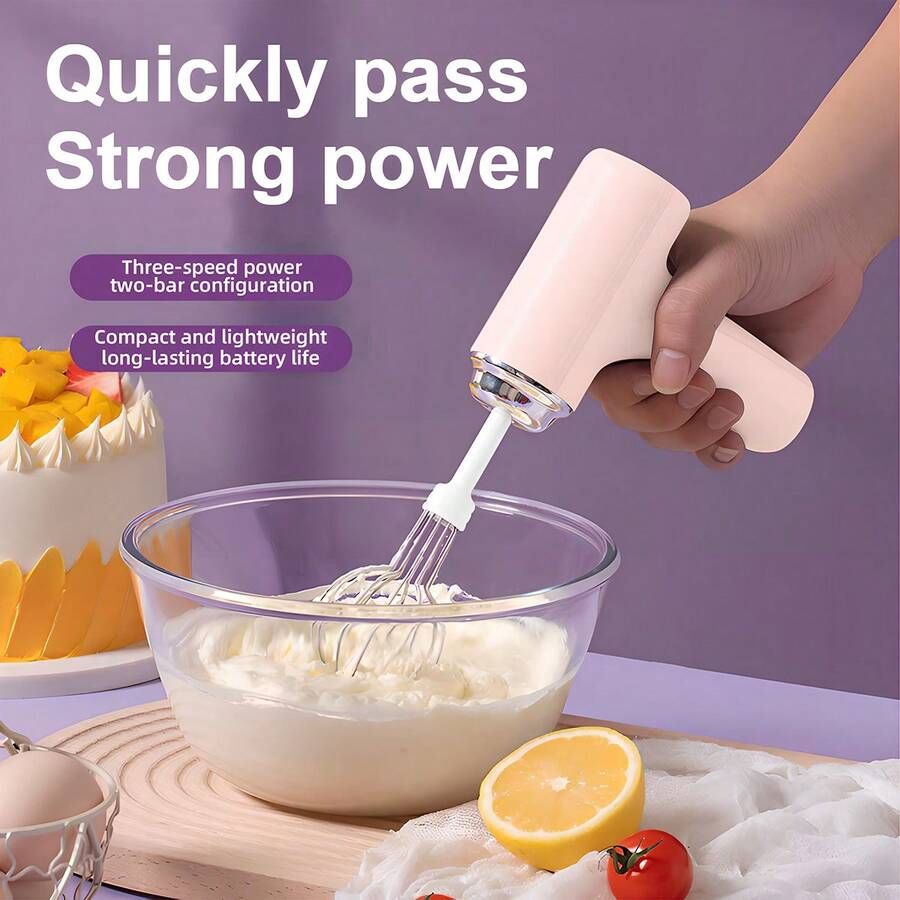 Multi-Functional Wireless Handheld Electric Mixer, Electric Egg Beater, Milk Frother, Home Baking Cake Cream Mixer, 2 Blender Heads, 3 Speed Settings, Powerful Power Easy To Clean,Stainless Steel Mixer, Kitchen Appliances Tools - Multicolor - View 1