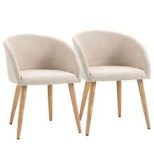 HOMCOM Set Of 2 Upholstered Chairs, Scandinavian Design, Wooden Legs, Non-Slip Pads, 150kg Load Capacity, Beige - Beige - View 1