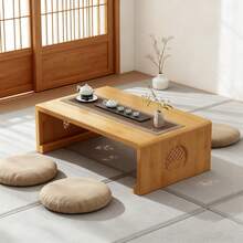 Japanese Style Folding Floor Table, New 2025 Model, Portable Bamboo Japanese Style Low Coffee Table, Traditional European Minimalist Style, Simple Natural Wood Side Table, Portable Folding Coffee Table, Suitable For Sitting On The Floor, Suitable For Tatami, Tea Room, Bedroom, Dining Room. - Primary Color - View 3
