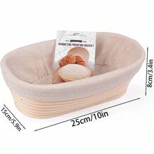 4件套/1个完整酸面包发酵套装，柳条面包发酵篮套装，9英寸圆形和10英寸椭圆形，天然柳条材质，亚麻内衬，适用于家庭厨房酸面包烘焙，专为面团发酵和手工面包制作而设计 - 彩色 - 查看 11