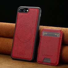 可拆卸磁吸无线充电仿皮手机壳，兼容 17 Air 16e 15 14 13 Pro Max S26 S25 Edge S24 Ultra Plus A37 A57 Pixel 10 9 8 7，带卡槽，3 个卡位，防盗卡袋 - 紅色 - 查看 64