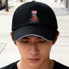 Black Cap Evangelion Design Fashion Headwear retro snapback cap Duckville cap unisex low cap low cap sports fashionable baseball cap snapback breathable ball cap duck cap Baseball cap large head around small head around graphic print visual - ブラック - チェックする 4
