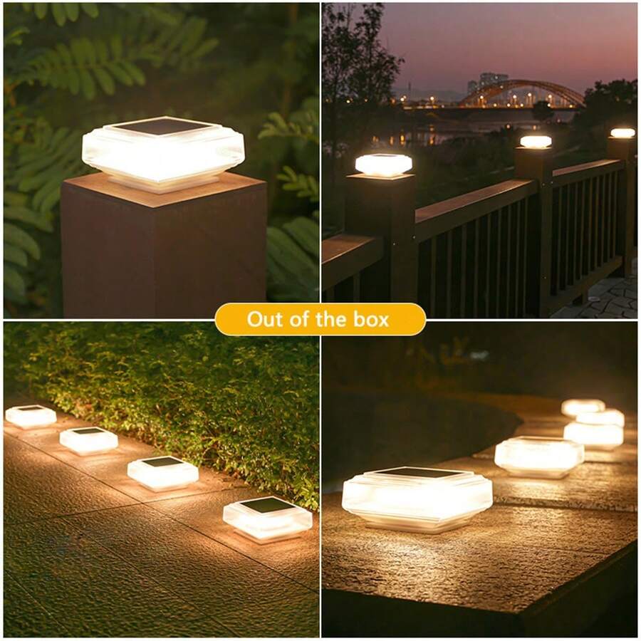Đèn trụ năng lượng mặt trời hiện đại, đèn sân ngoài trời IP44, thích hợp cho lan can biệt thự, tường, đèn trụ mới - Nhiều màu - Xem 1