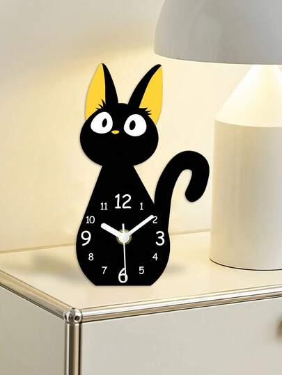 1 Pc, Creative Cartoon Cat Desktop Clock, Silent Wall Clock, No Ticking, Acrylic Material, Home Decoration, Decorative Clocks In Living Room, Bedroom, Office And Kitchen. , Christmas, Housewarming Gifts, Birthday Gifts. Decor Room Decor