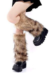 Women's Faux Fur Fluffy Leg Warmers - Stylish Warm Retro Furry Boot Covers For Winter Fashion & Cozy Looks - Multicolor - View 12