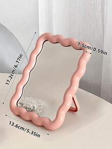 1 Piece Foldable High-Resolution Makeup Mirror, Cosmetic Mirror With Dopamine Design For Desk, 90 Degree Adjustable Stand And Wall Mount, Perfect Gift For Bedroom, Travel, Students, Mothers And Friends - Multicolor - View 6