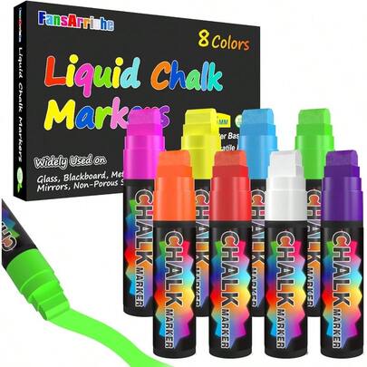 Window Markers 15mm Jumbo 8 Pack Of Neon Chalk Pens Liquid Chalk Bright Car Markers Chalkboard Markers For Windows Blackboard Glass Signs 3in1 Nib